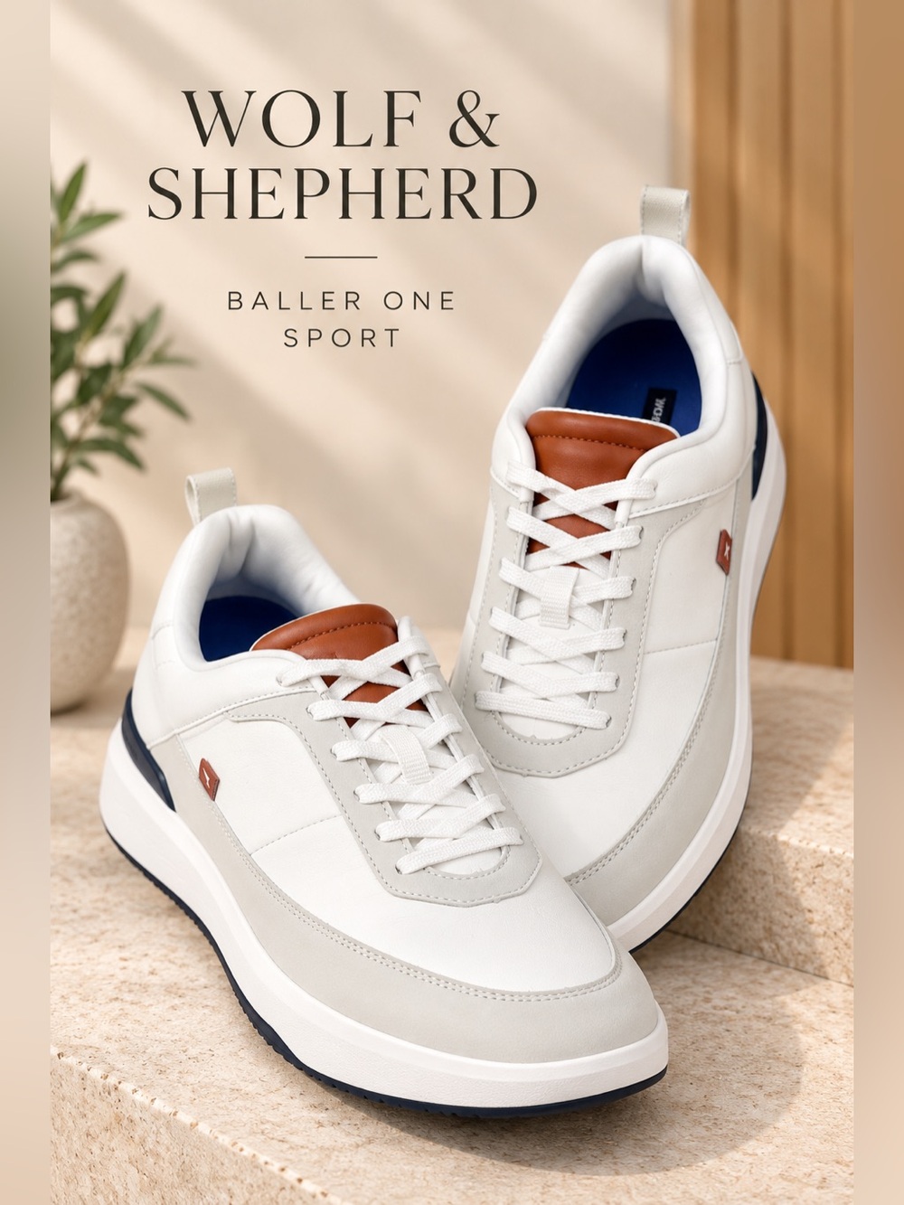 Wolf & Shepherd Baller One Sport Leather Sneakers White Men’s 10